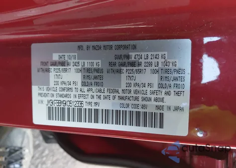 2019 Mazda Cx-5 Sport from USA, damaged, VIN JM3KFBBM9K0512336